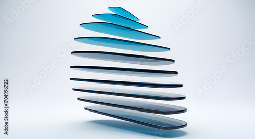 Wallpaper Mural Abstract spiral of layered oval shapes in varying shades of blue and gray. Torontodigital.ca