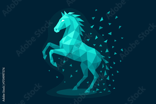 Geometric polygon horse in dynamic triangular fragmentation
