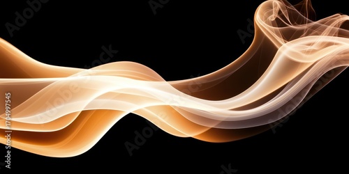 A fluid blend of warm hues and light, creating graceful waves against a dark background, evoking a sense of motion and elegance.
