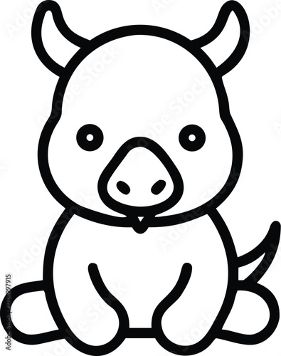 Cute cartoon bull icon