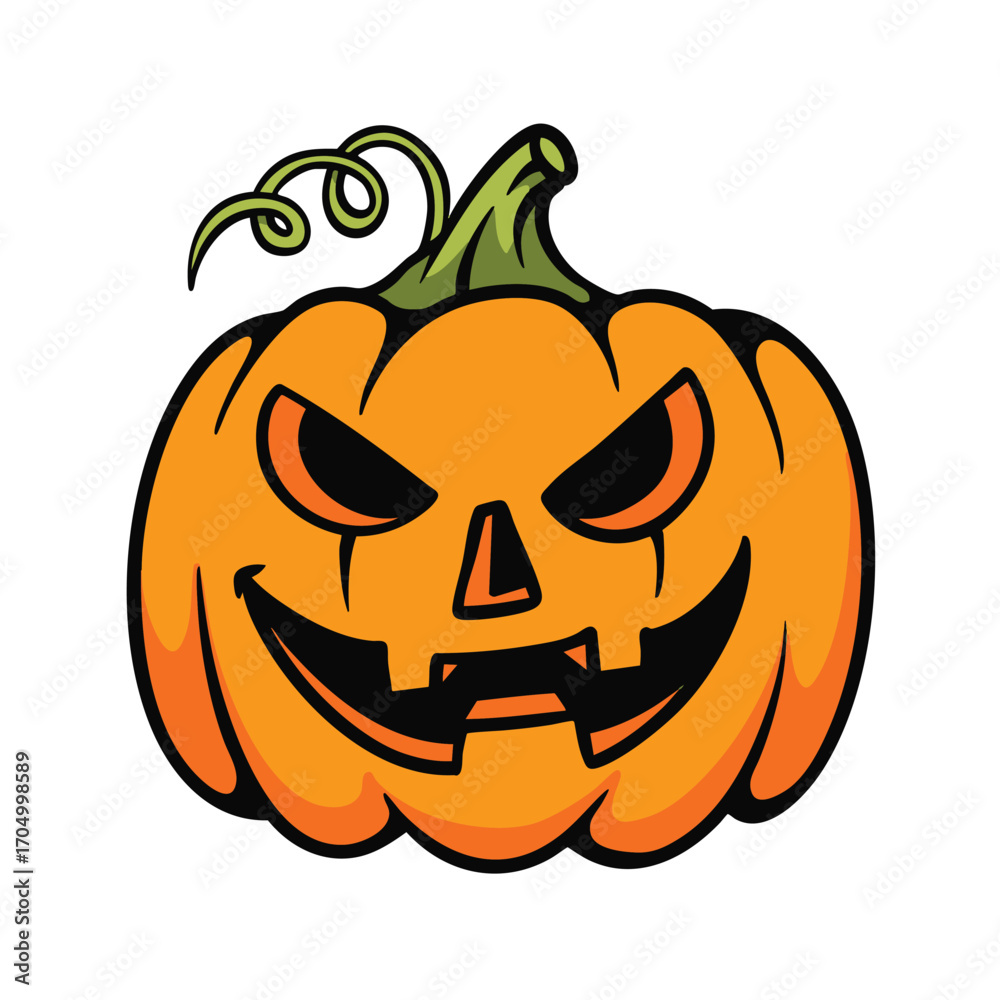 Fototapeta premium Playful Halloween Cartoon of a Grinning Pumpkin