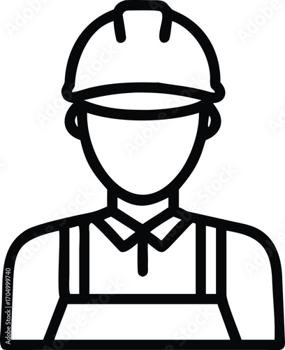 Icon of a construction worker wearing a hard hat and overalls