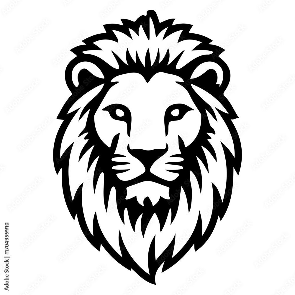 Fototapeta premium Illustration of a head of lion. Lion head mascot. Design element for logo, label, sign, poster, card. Vector illustration