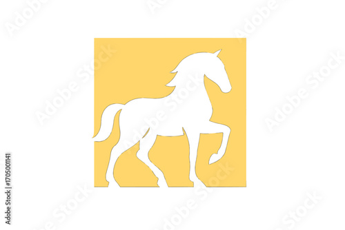 Golden horse silhouette on glowing orange background with soft light