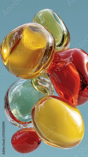 Abstract, colorful, translucent gems
