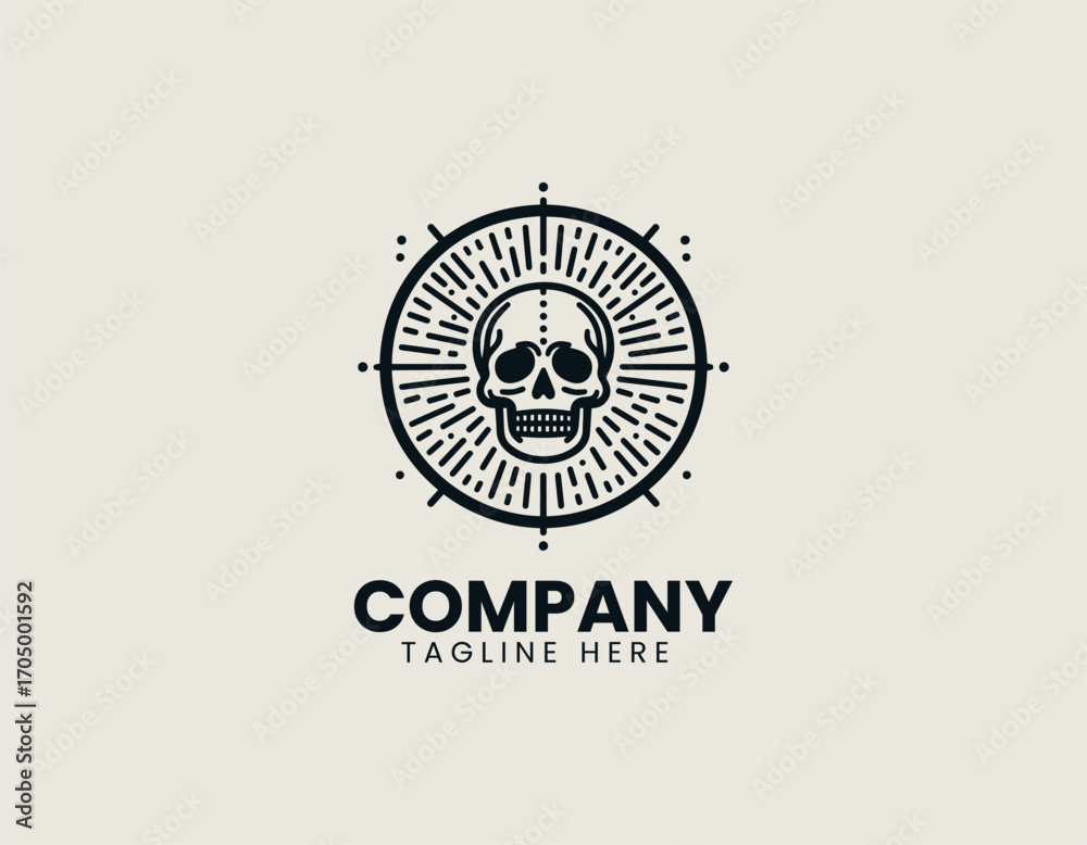 Obraz premium Skull Sunrise Mountain Logo