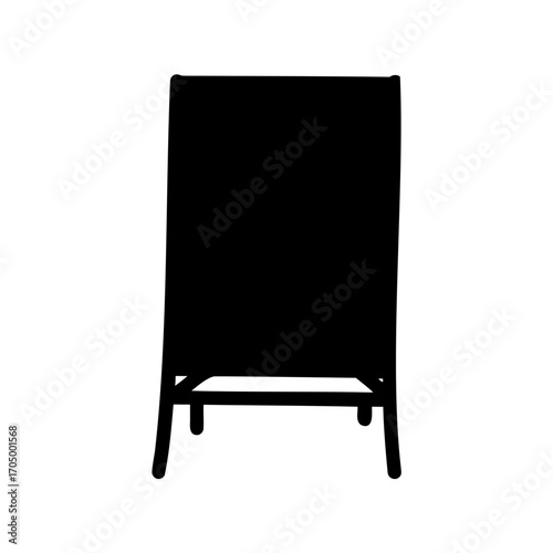 Elegant black sandwich board sign isolated on white background displaying blank space