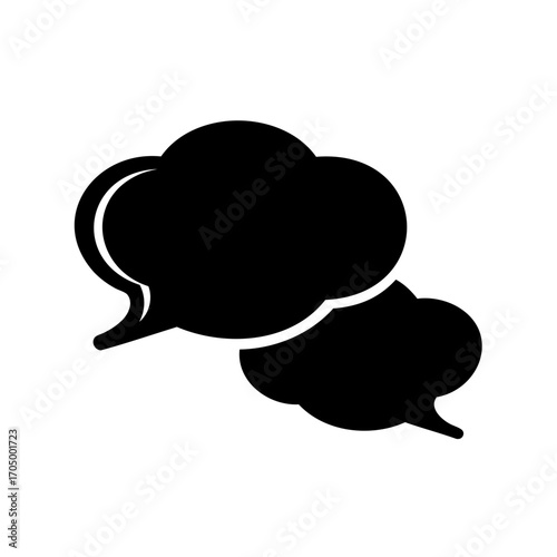 Two Black Speech Bubbles Overlapping Signifying Communication or Conversation