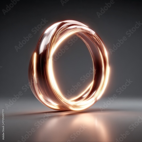 Copper ring, glowing, abstract, modern