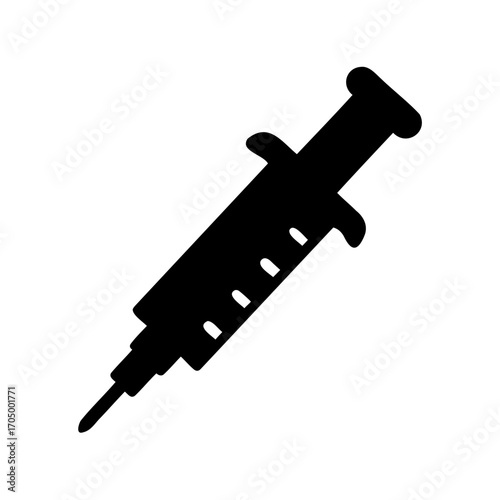 Black silhouette of syringe used for medical injection or vaccination against disease