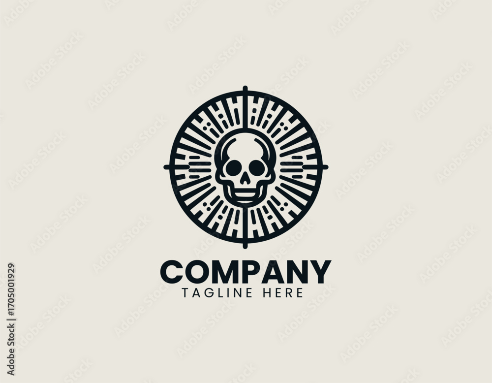 Obraz premium Skull Sunrise Mountain Logo