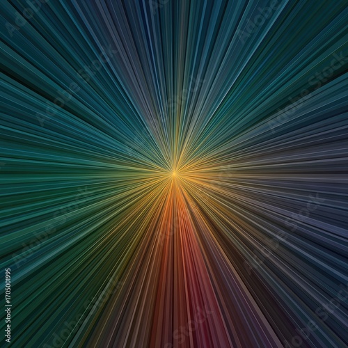 Radiant burst of colorful lines