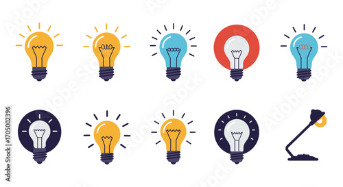 various colorful light bulbs symbolizing creativity innovation