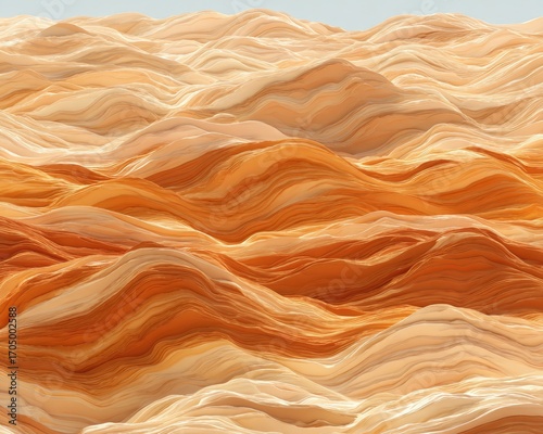 Abstract wavy, layered,  orange-tan landscape