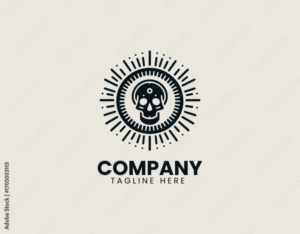 Fototapeta premium Skull Sunrise Mountain Logo