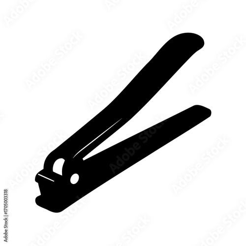 Elegant nail clippers in black silhouette isolated on a white background