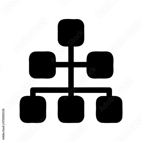 Black silhouette of a hierarchical structure on a white background representing data flow