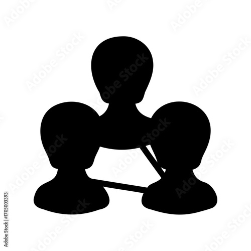 Silhouette depiction of a team of three people connected together