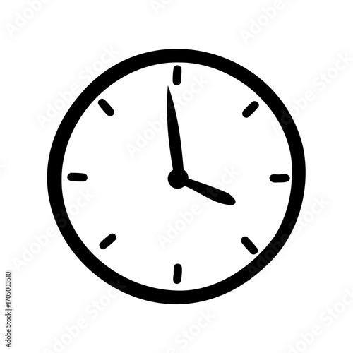 Stylized Clock Face Depicting a Specific Time in Black and White