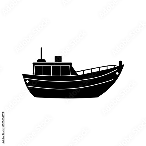 Silhouette of a boat ride on transparent background