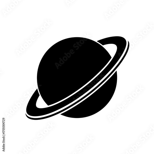 Planet with visible rings on transparent background silhouette