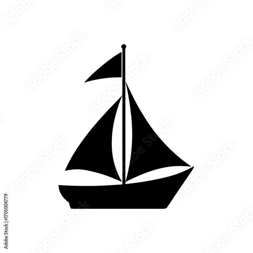Silhouette of a sailboat on transparent background