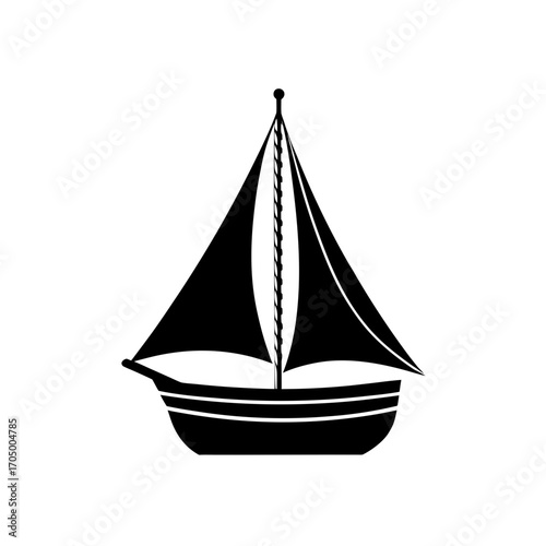 A sailboat on white paper on transparent background silhouette