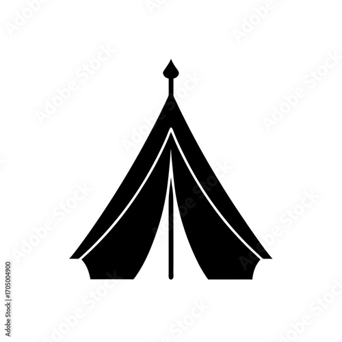 Simple black camping tent on transparent background silhouette