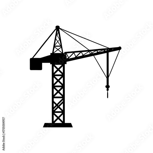 Silhouette of a crane art on transparent background