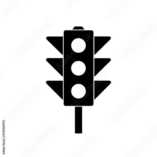 Traffic light black icon on transparent background silhouette