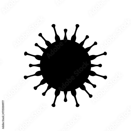 Black spiky circle shape on transparent background silhouette