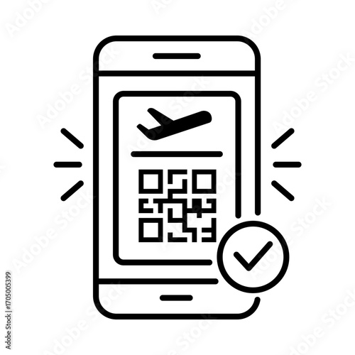 Airline boarding pass QR code icon