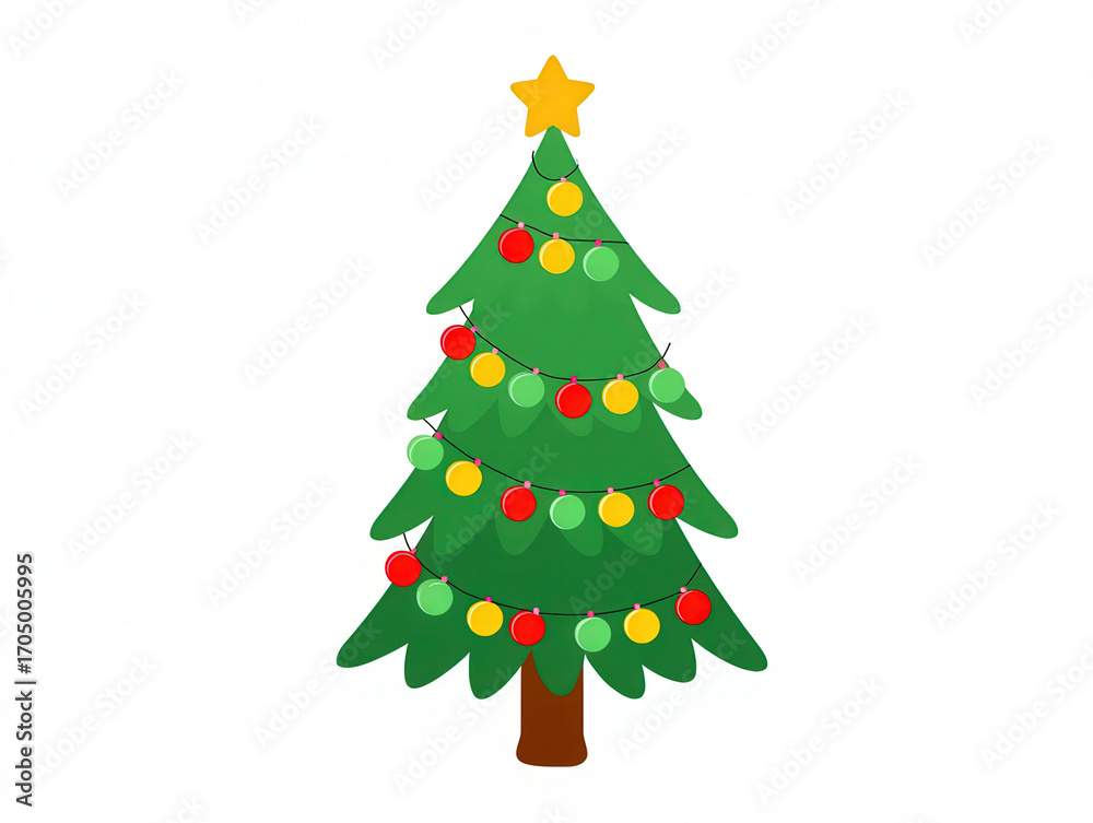 Fototapeta premium Decorated Christmas Tree Illustration