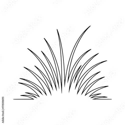 Stylized black illustration of curved grass blades