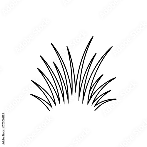 Stylized black illustration of curved grass blades