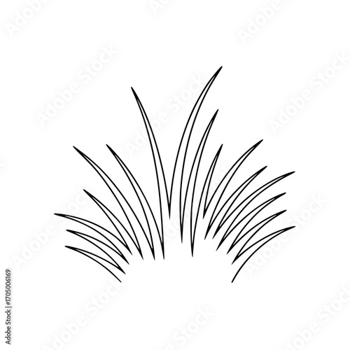 Stylized black illustration of curved grass blades