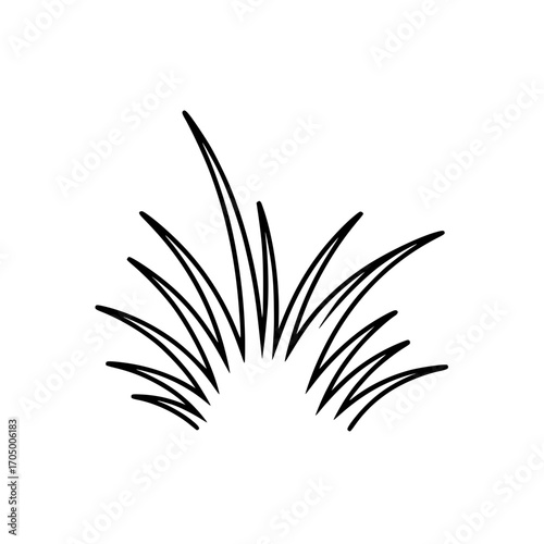 Stylized black illustration of curved grass blades