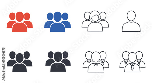 groups of people icons in various colors and styles