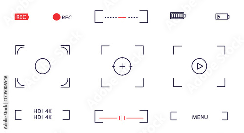 camera interface icons showing recording battery playback and menu options