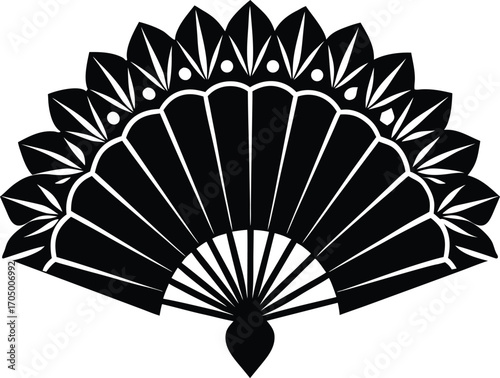 japanese fan isolated on black
