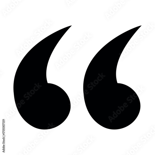 Opening quotation marks icon, bold typography symbol, minimal black design