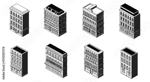 cityscape featuring various architectural styles of urban buildings