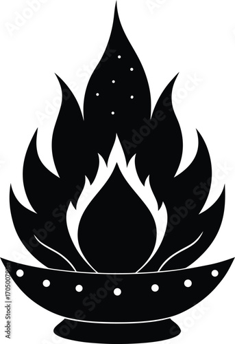 vector fire icon on black background