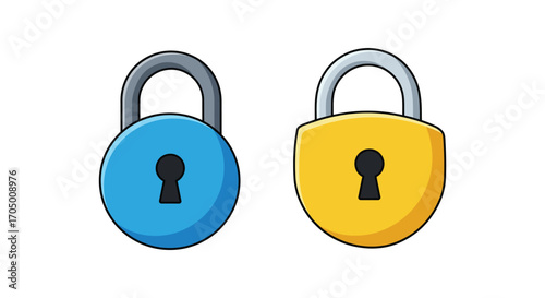 a blue lock and yellow lock side by side