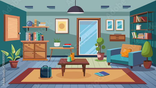 Cozy living room interior with furniture and plants