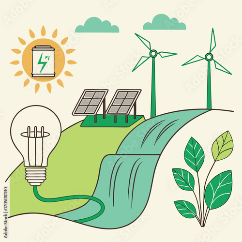Green energy concept with earth and puzzle pieces renewable energy