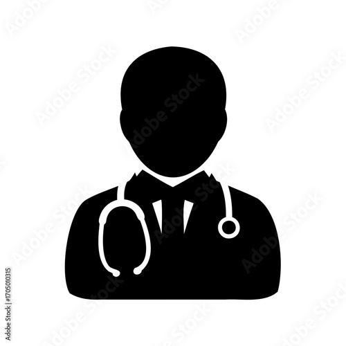 Silhouette of a medical doctor with stethoscope, a symbol of healthcare