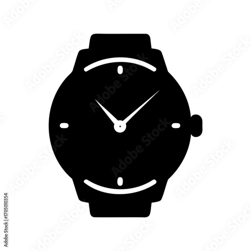 Silhouette of a wristwatch, design element for time management and scheduling