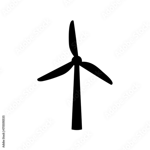 Silhouette of a wind turbine generating renewable energy and promoting sustainability