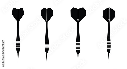 four darts aligned vertically with black feathers